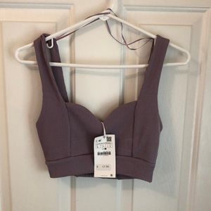 Zara light purple ribbed crop top